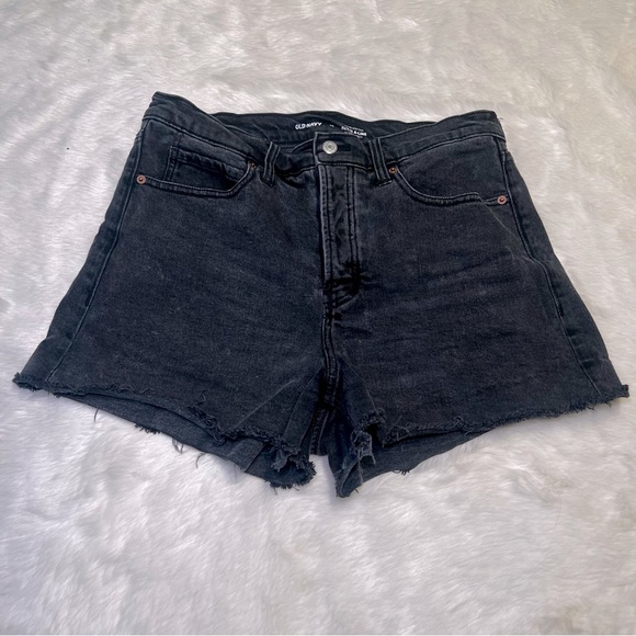 Old Navy Pants - Old Navy black denim‎ hi rise cut off shorts size 12